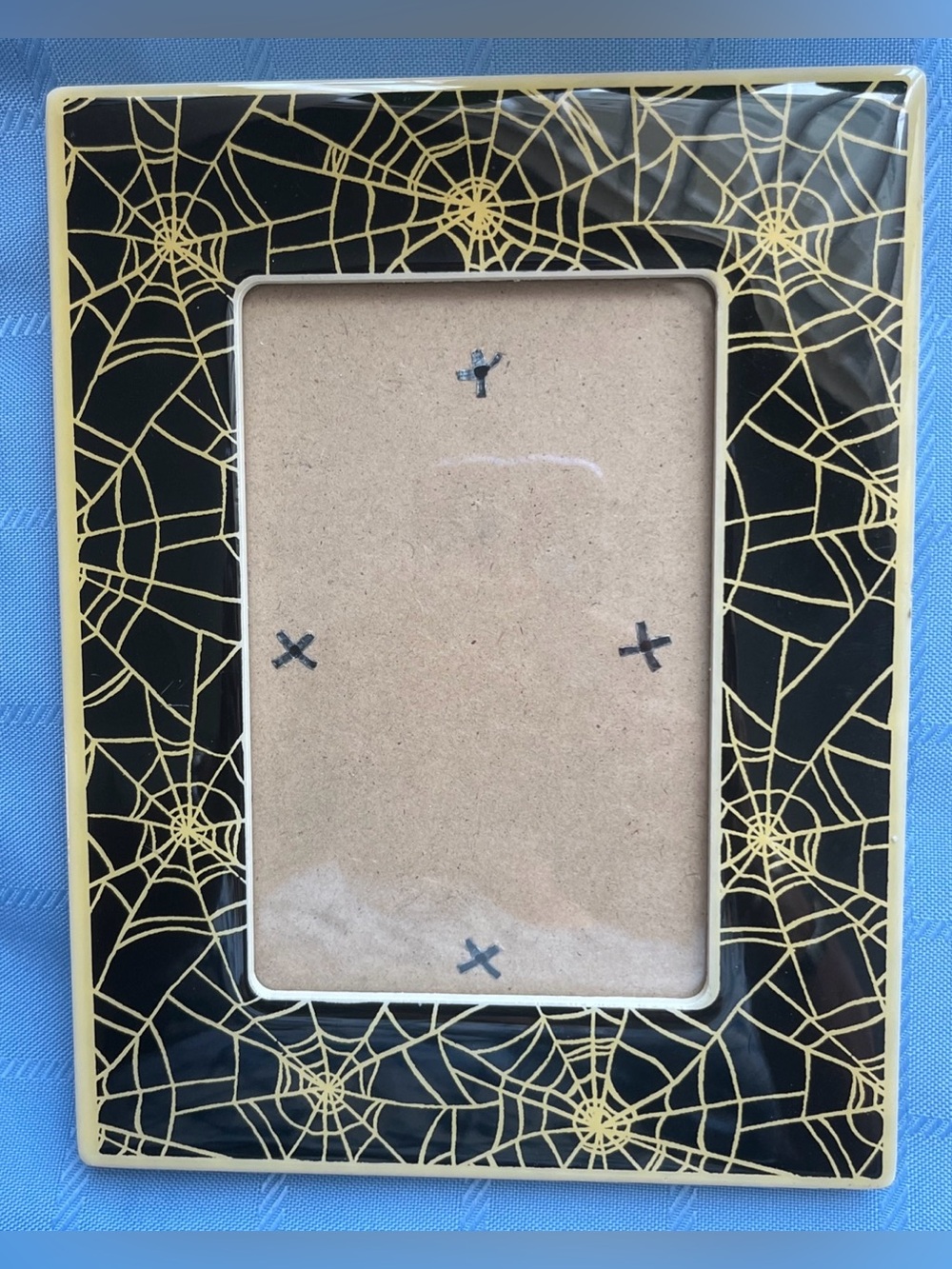 Spiderweb Black & Gold Photo Frame 5" x 7" Halloween Gothic Decor